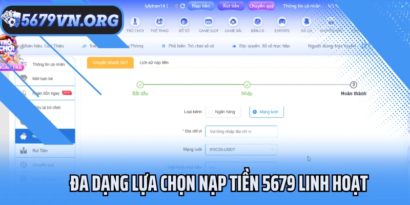Đa dạng lựa chọn nạp tiền 5679 linh hoạt