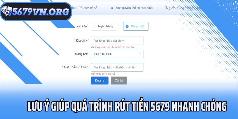 Lưu ý giúp quá trình rút tiền 5679 nhanh chóng
